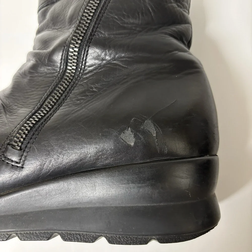 Mephisto Phila Black Leather Double Zipper Ankle Boot Size 7 Made In Bosnia
